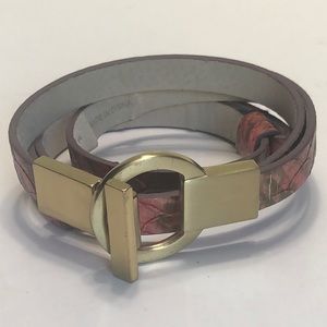 Chico’s Pink Adjustable Leather Hook Belt size-S/M